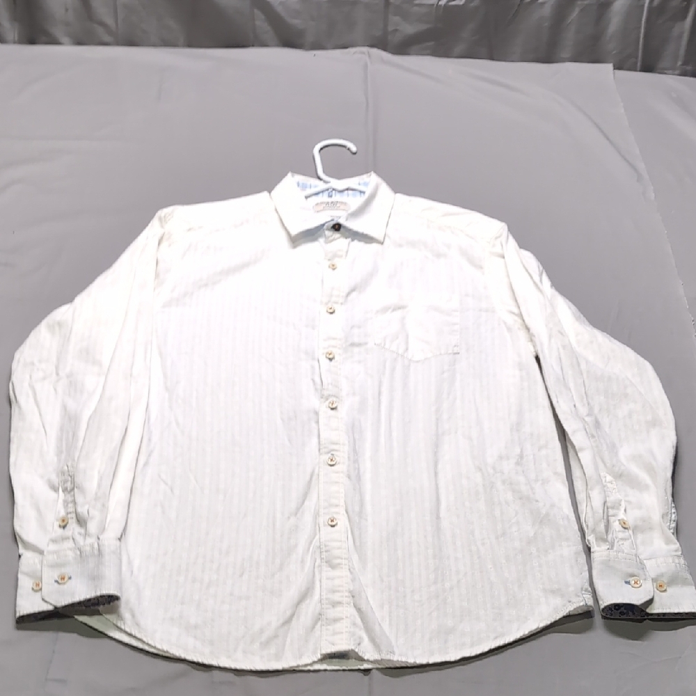 Tommy Bahama Jeans Mens Medium White‎ Dobby Stripe Island Modern Fit Shirt M